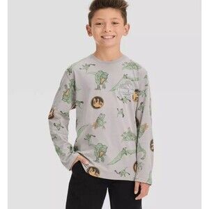 Jurassic Park Boys Long Sleeve Graphic T Shirt Grey Size XL